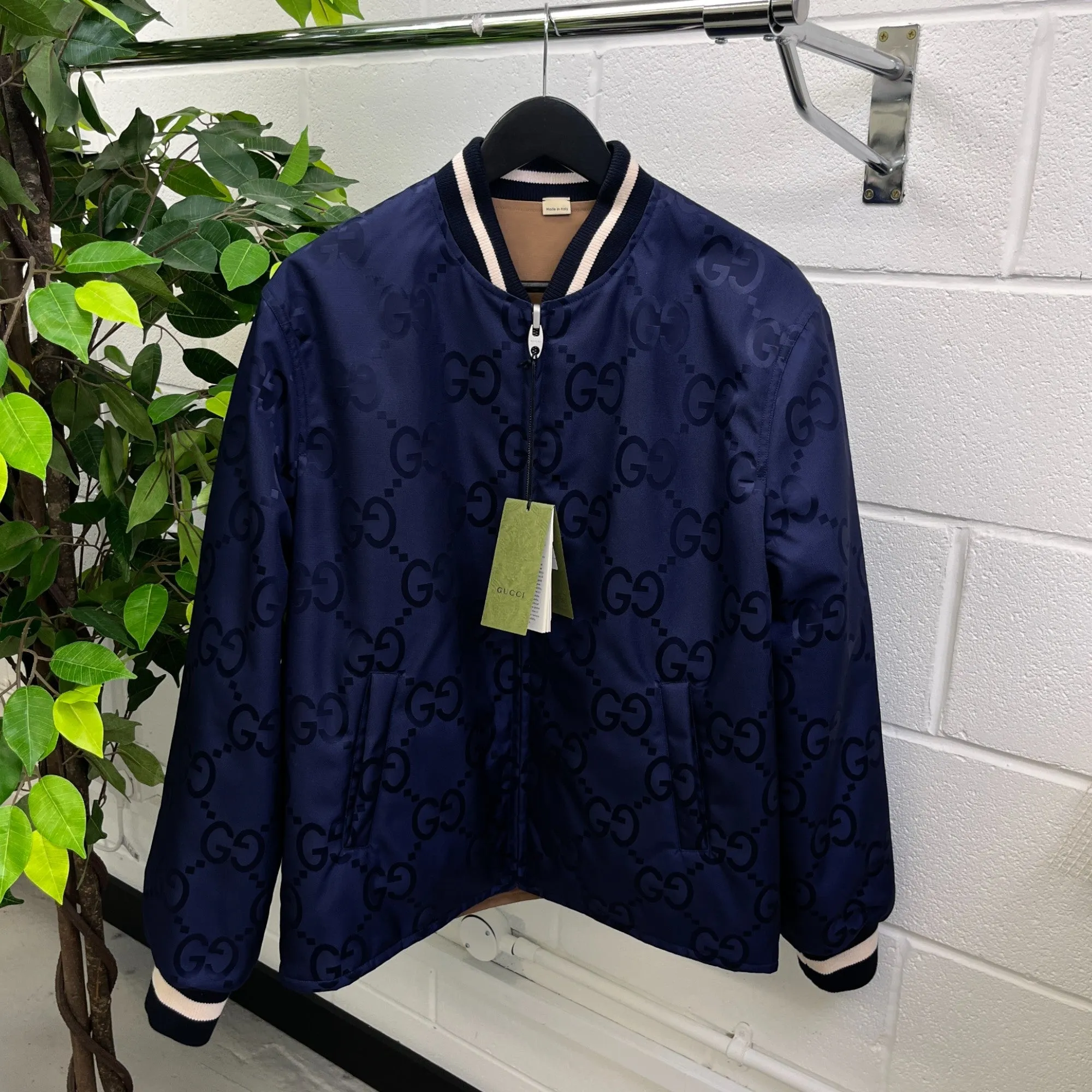 Men's Gg Supreme Reversible Jacket Navy Size IT 50 / L