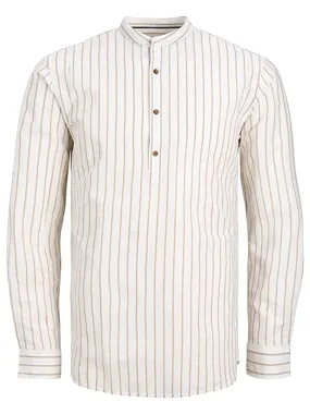 Men's Striped Half Placket Shirt,Off White