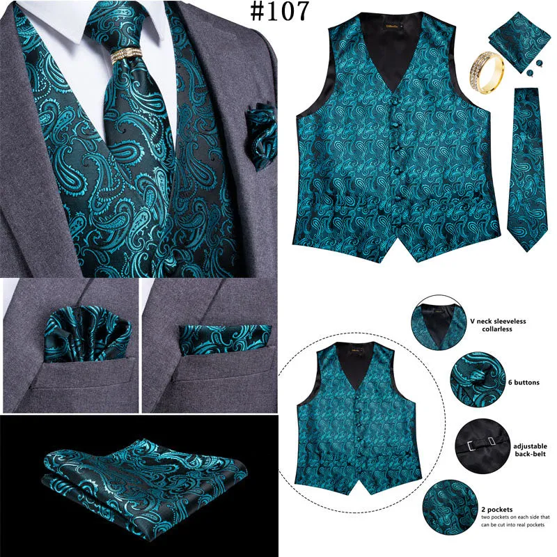 Mens Suit Vest Waistcoat Formal Wedding Groom Sleeveless Vest Hanky Necktie Set