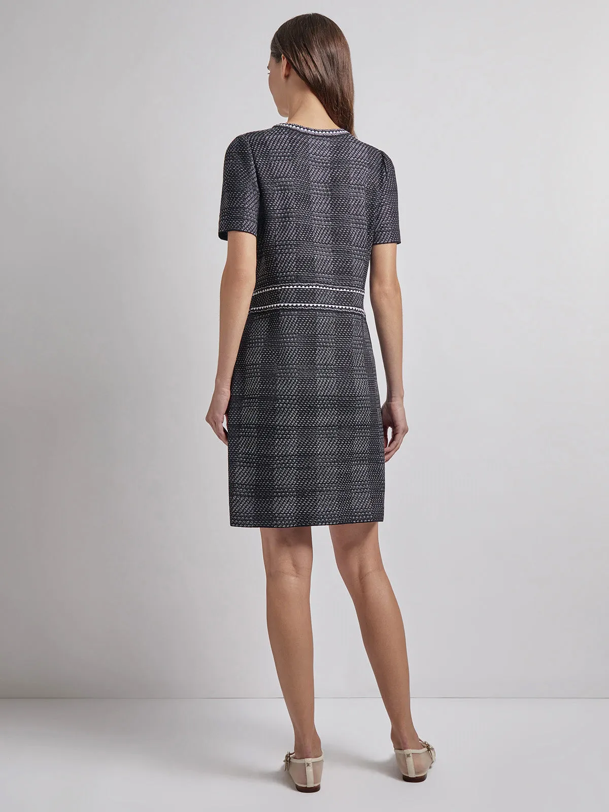 Modern Fit Bold Plaid Tweed Knit Sheath Dress