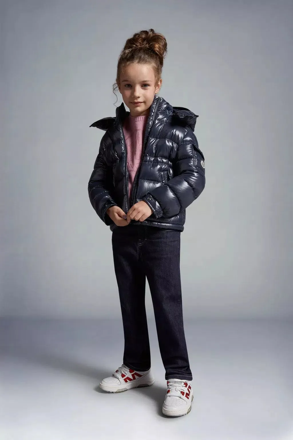 Moncler Enfant Girls Down Padded Maire Jacket in Navy