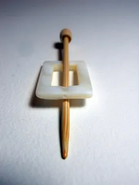 Mother of Pearl Rectangular Shawl Pin "Meter"