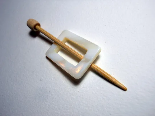 Mother of Pearl Rectangular Shawl Pin "Meter"