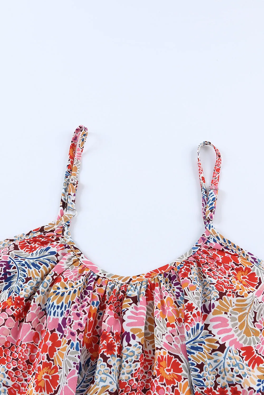 Multicolor Floral Print Spaghetti Straps Sleeveless Top