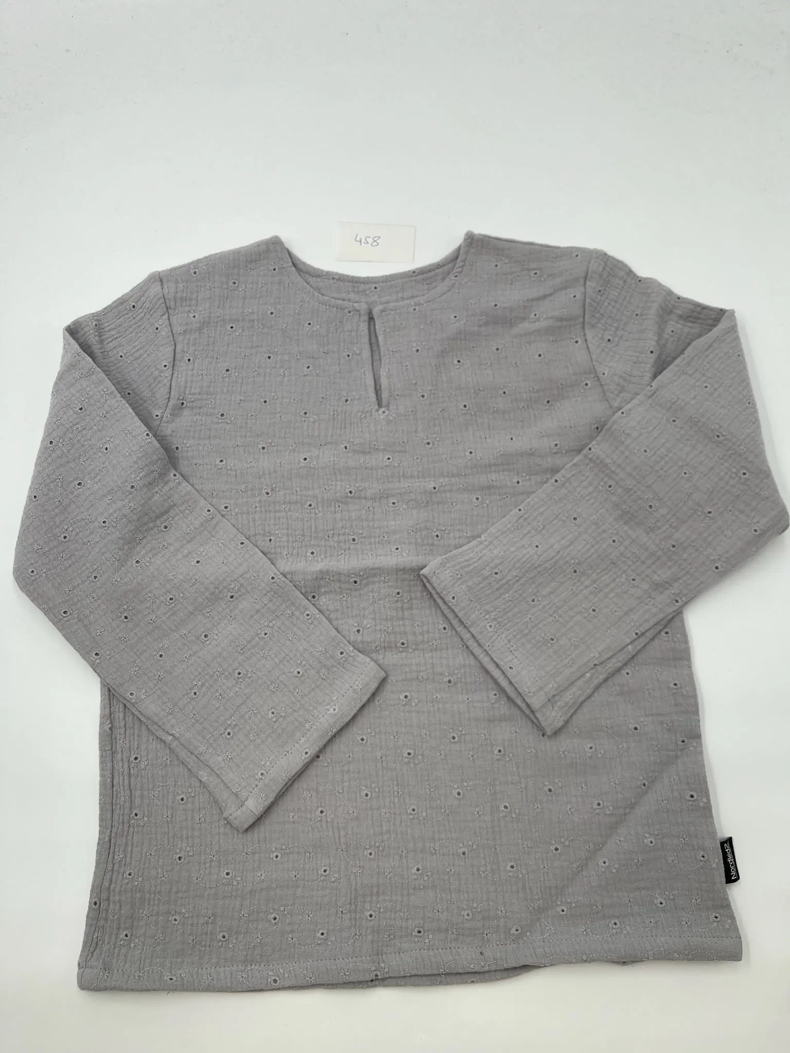 Musselin Langarm-Shirt Stickblumen Grau (458)