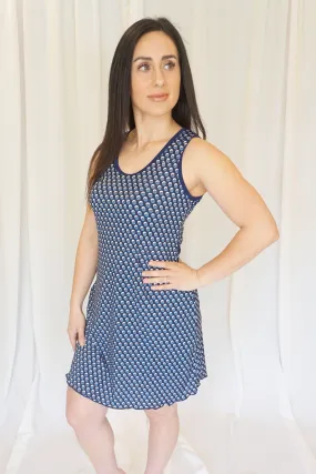 Navy Bubbles Sporty Tank Dress w/ Pockets