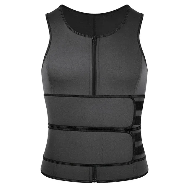 Neoprene Sweat Vest for Men: Adjustable Double Zipper Waist Trainer for Sauna Workouts