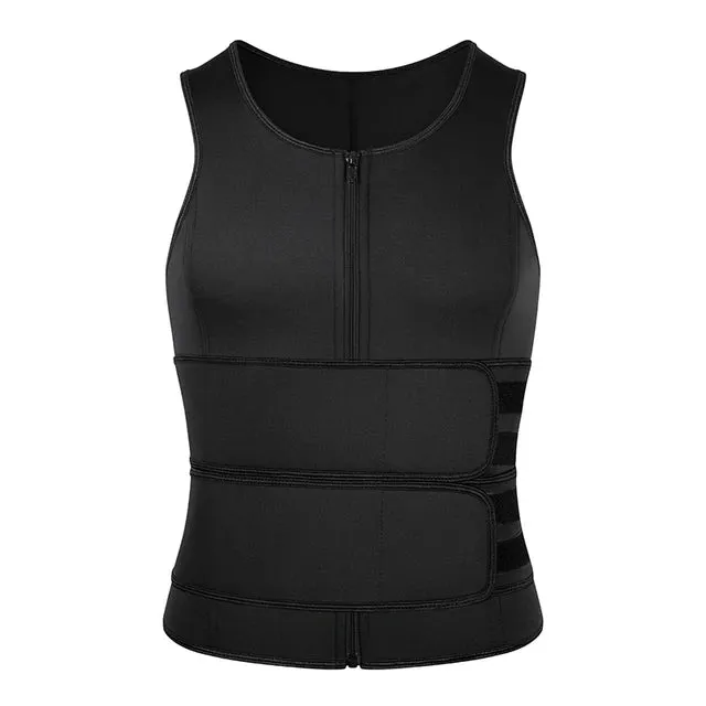 Neoprene Sweat Vest for Men: Adjustable Double Zipper Waist Trainer for Sauna Workouts