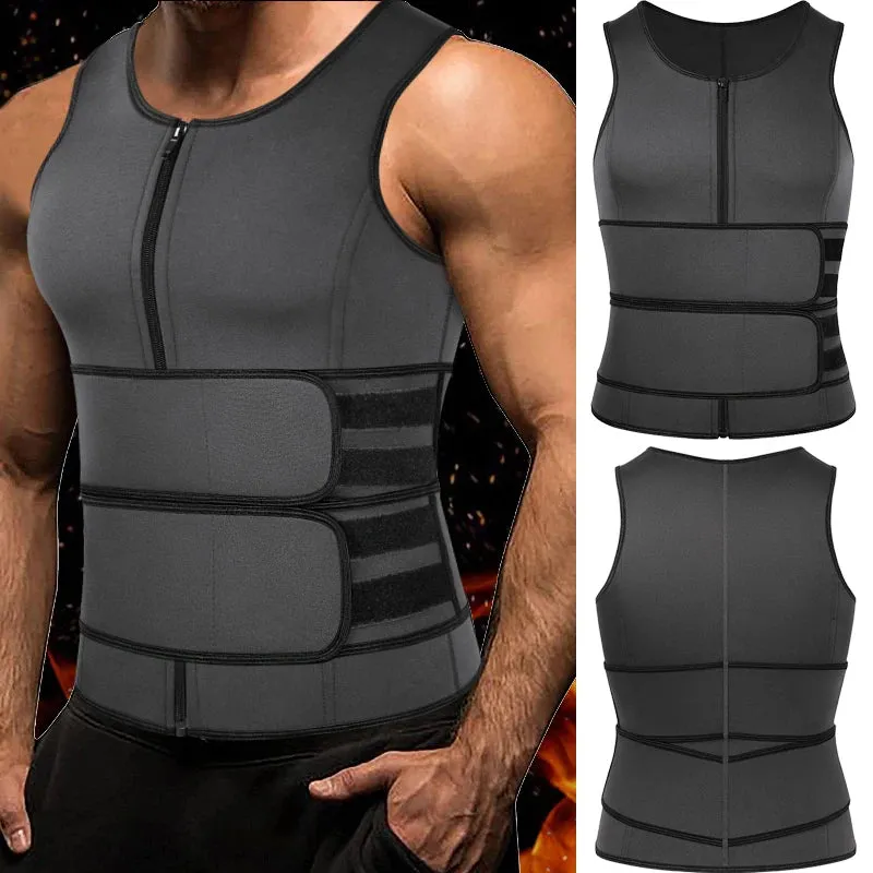 Neoprene Sweat Vest for Men: Adjustable Double Zipper Waist Trainer for Sauna Workouts