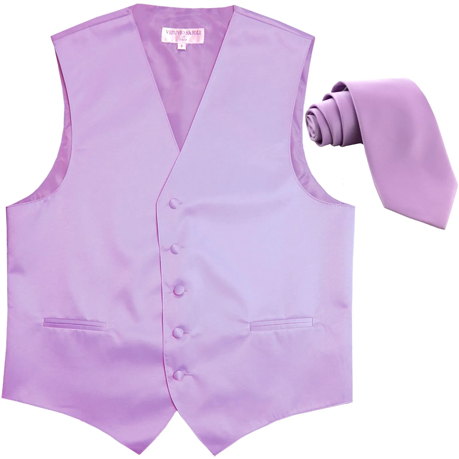 New Men's Formal Tuxedo Vest Waistcoat_2.5" skinny Necktie solid wedding lavender