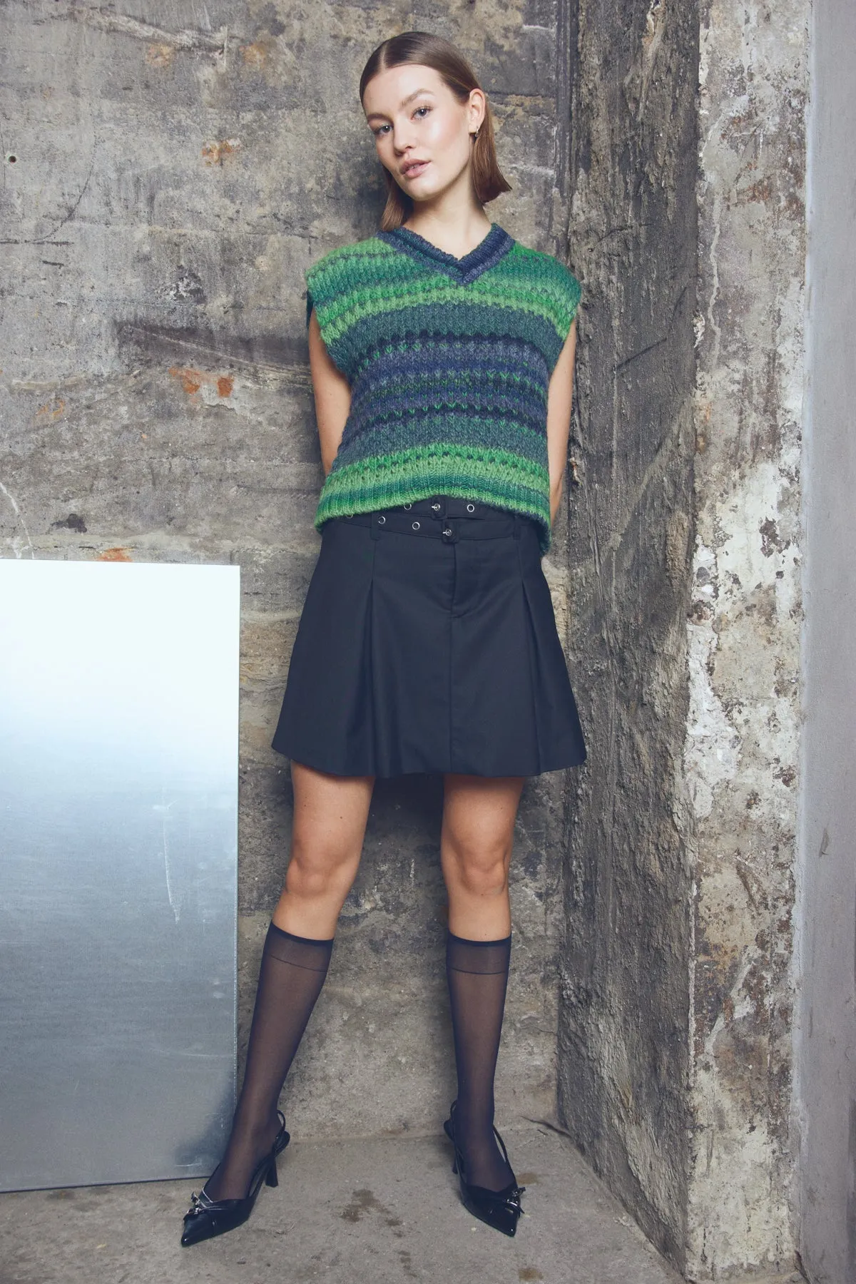 Noella Gio Knit Vest in Green Mix