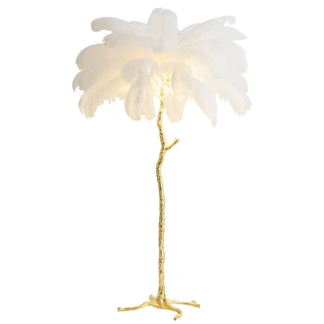 Nordic Glow Luxury Ostrich Feather Chic Floor Lamp