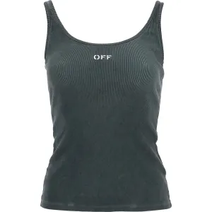 Off-White stretch cotton tank top for women