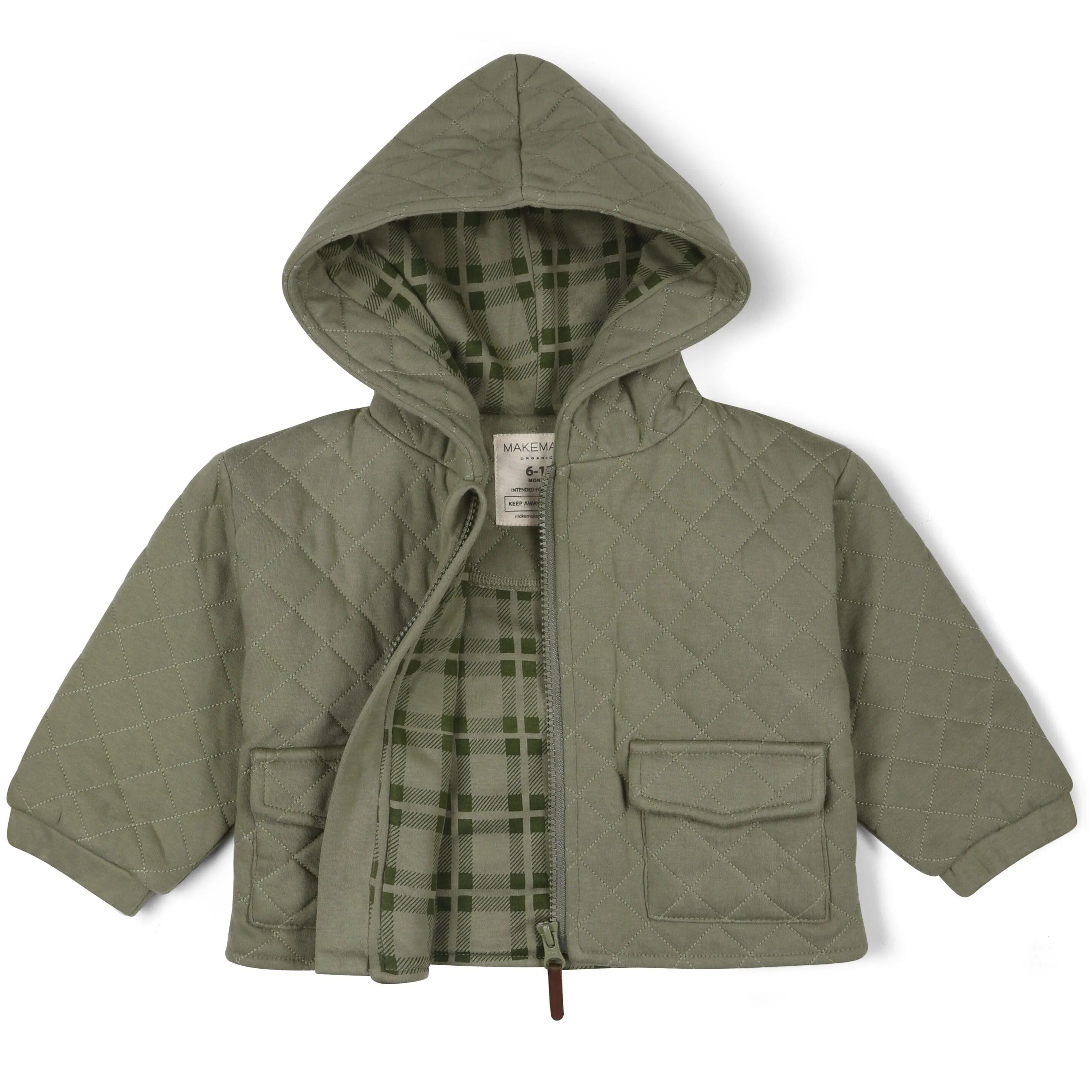 Organic Quilted Hooded Jacket | Olive