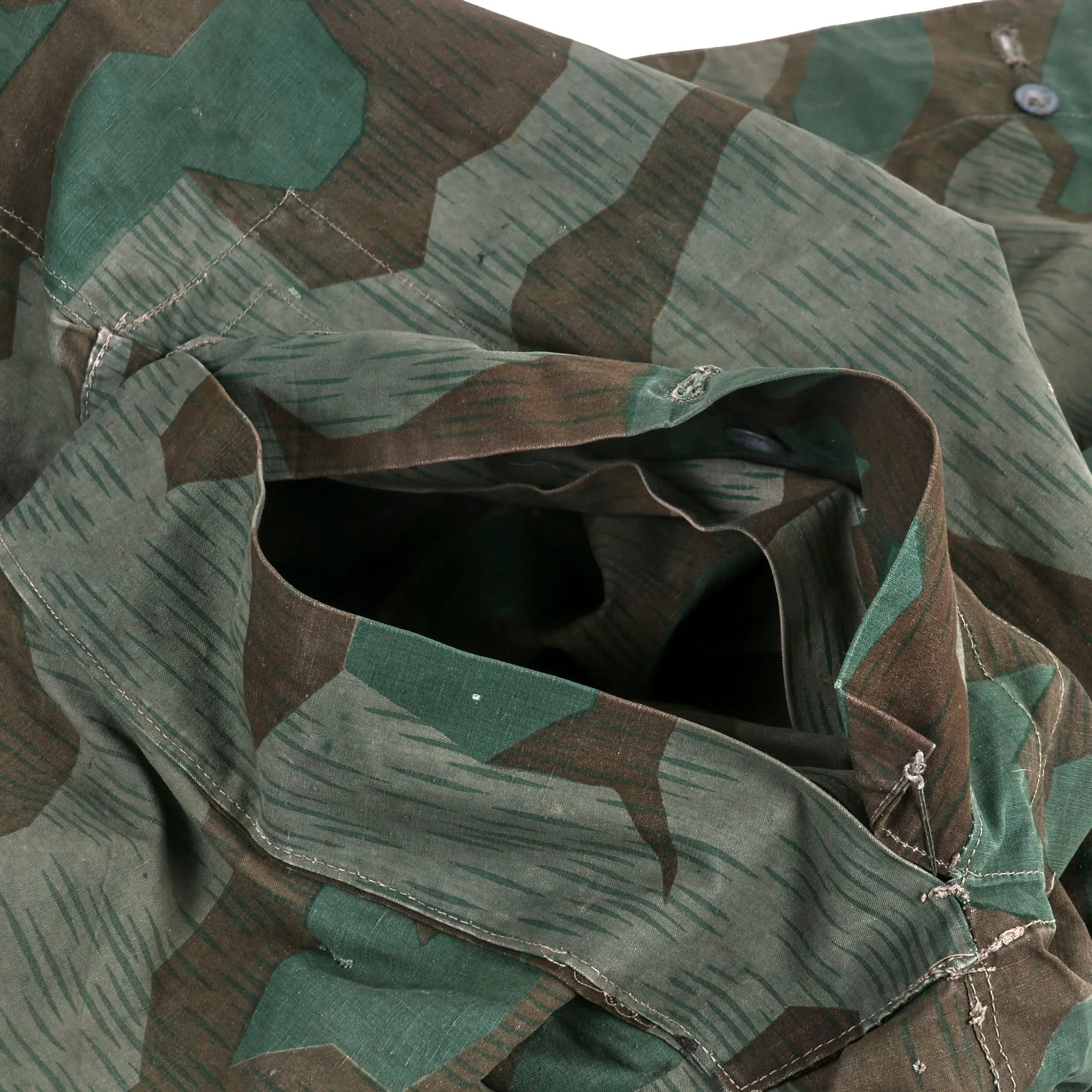 Original German WWII Zeltbahn Tent Quarter & Poncho in Splinter Pattern Reversible Camouflage by Heinrich Hofmann - dated 1942