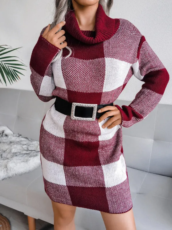 Party Whispers Turtleneck Plaid Sweater Dress | Cute new years outfits | Short Sweater Dress