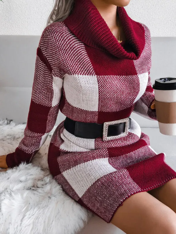 Party Whispers Turtleneck Plaid Sweater Dress | Cute new years outfits | Short Sweater Dress