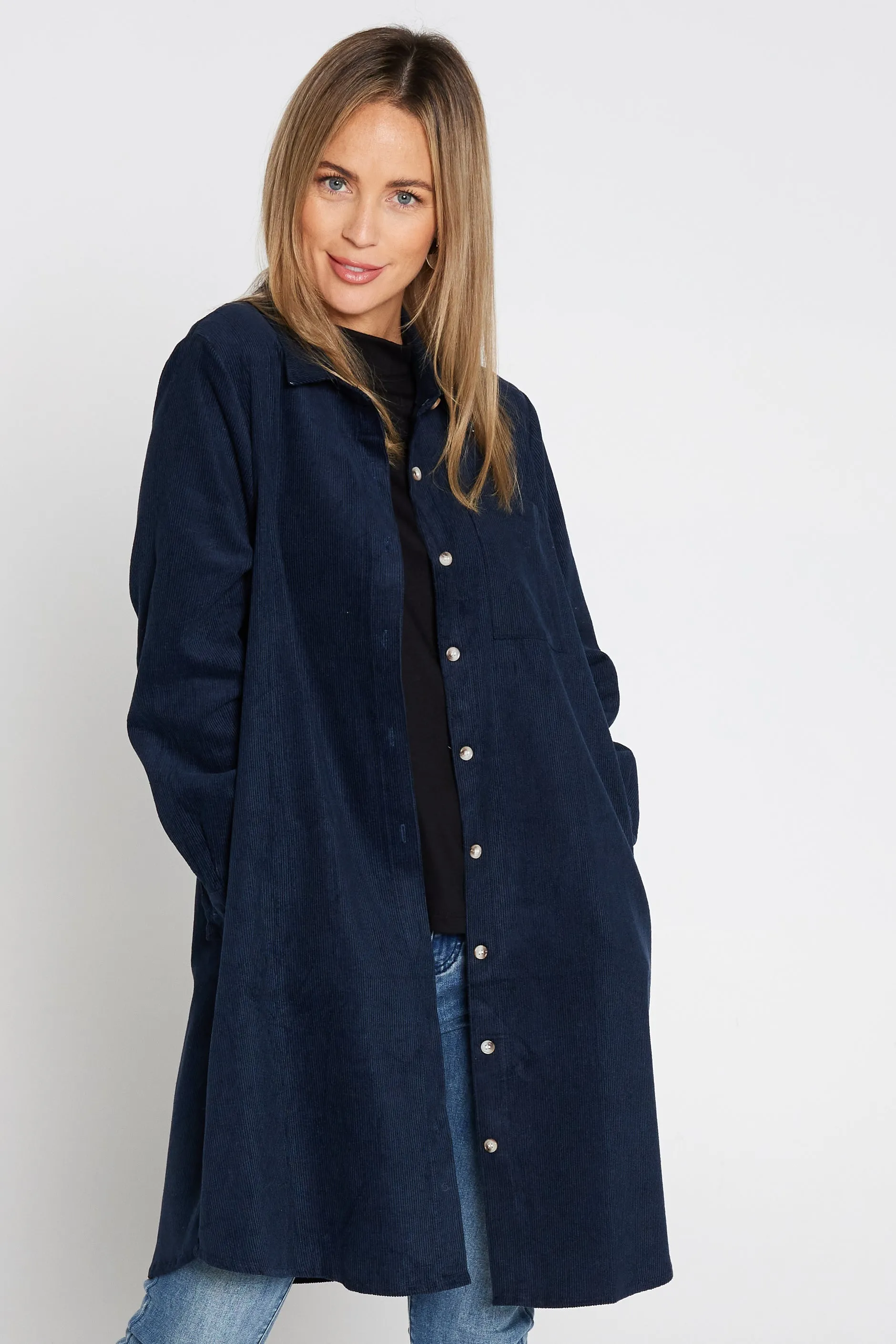 Parvati Corduroy Overshirt - Navy