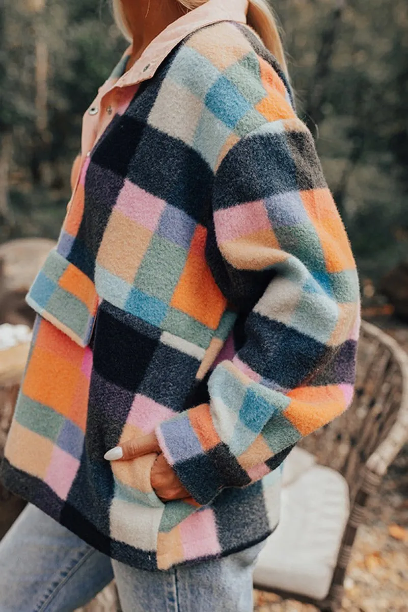 Plaid Multicolor Half Button Sweatshirt