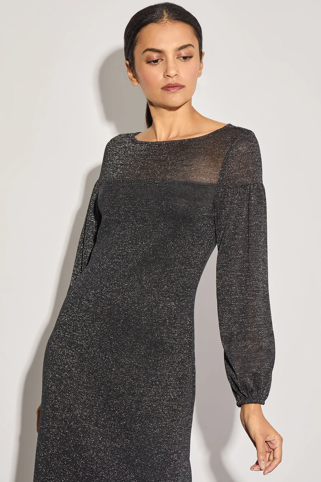 Plus Size Shimmer Knit Midi Sheath Dress