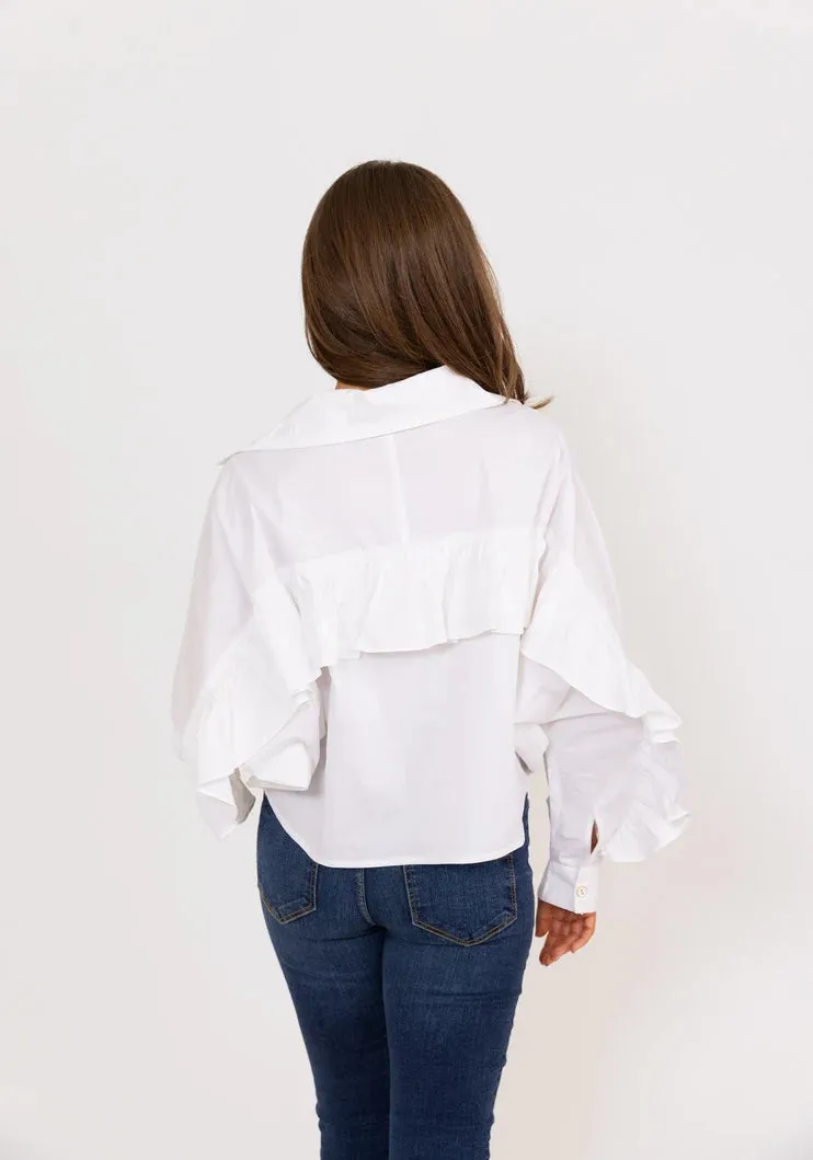 Poplin Ruffle Back Top