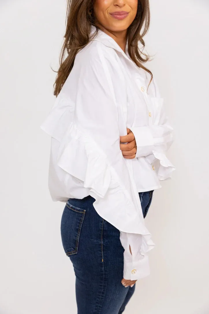 Poplin Ruffle Back Top