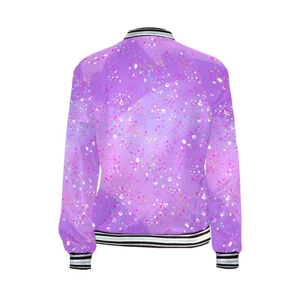 Purple Splash Bomber Jacket for Women