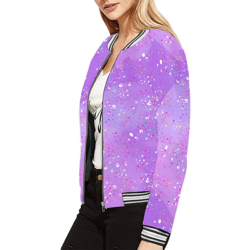 Purple Splash Bomber Jacket for Women