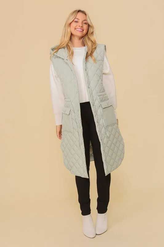 Quilted Midi Vest Jacket