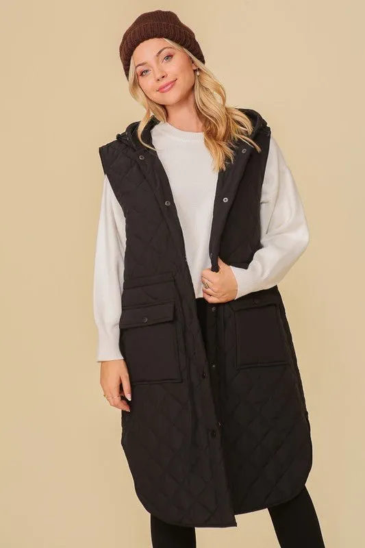 Quilted Midi Vest Jacket