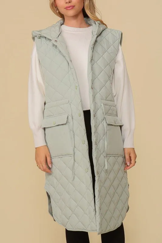 Quilted Midi Vest Jacket