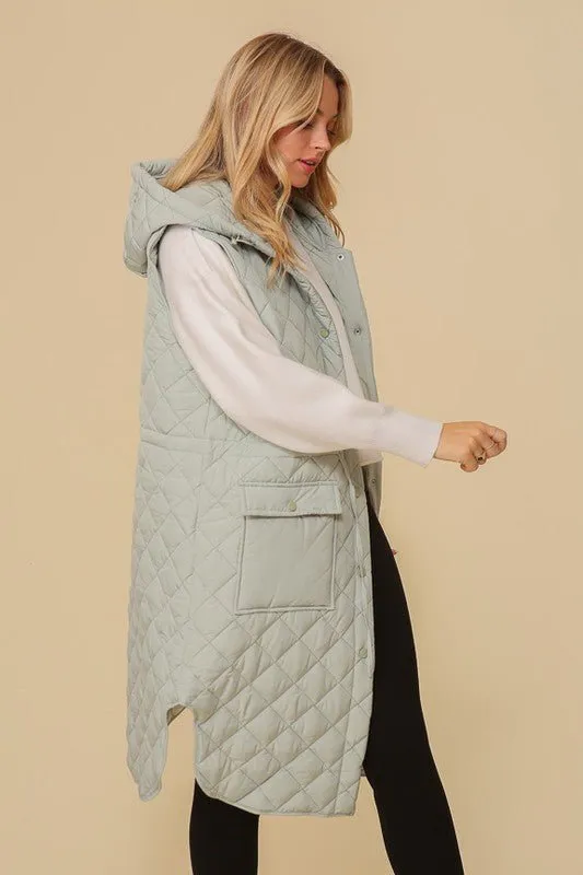 Quilted Midi Vest Jacket