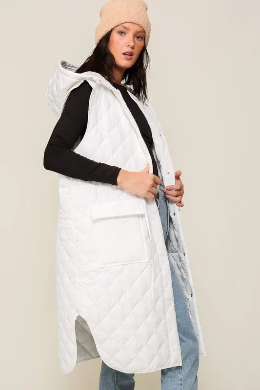 Quilted Midi Vest Jacket