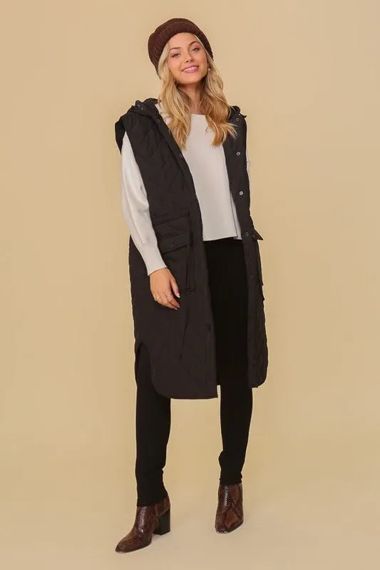 Quilted Midi Vest Jacket