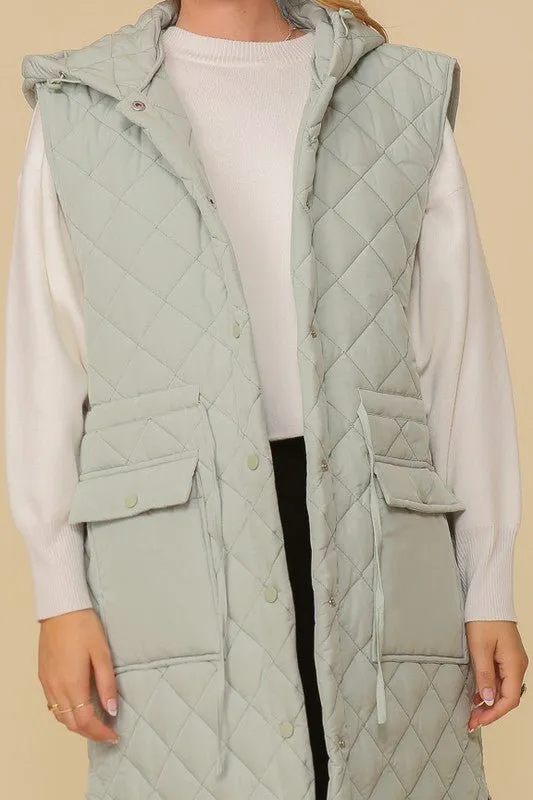 Quilted Midi Vest Jacket