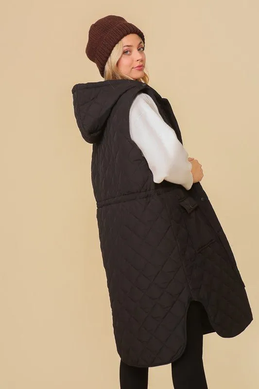 Quilted Midi Vest Jacket