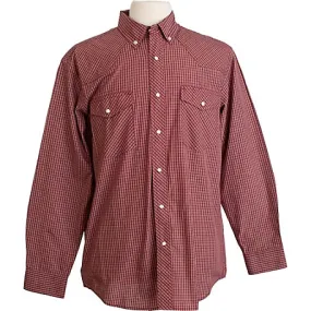 Red Rust Plaid Pearl Snap Shirt