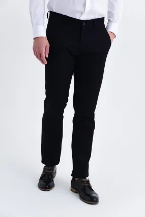 Regular Fit Low Waist Black Cotton Casual Pants