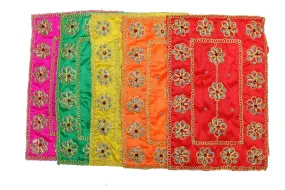 Reliable Silk Puja Chunri/Chunari/Chundadi Combo Matarani Ki Chunri, Devi Mata Ki Chunni, Pooja Chunari/Dupatta/Net Chunri (9 * 7 Inch, Multicolour) Pack of 5