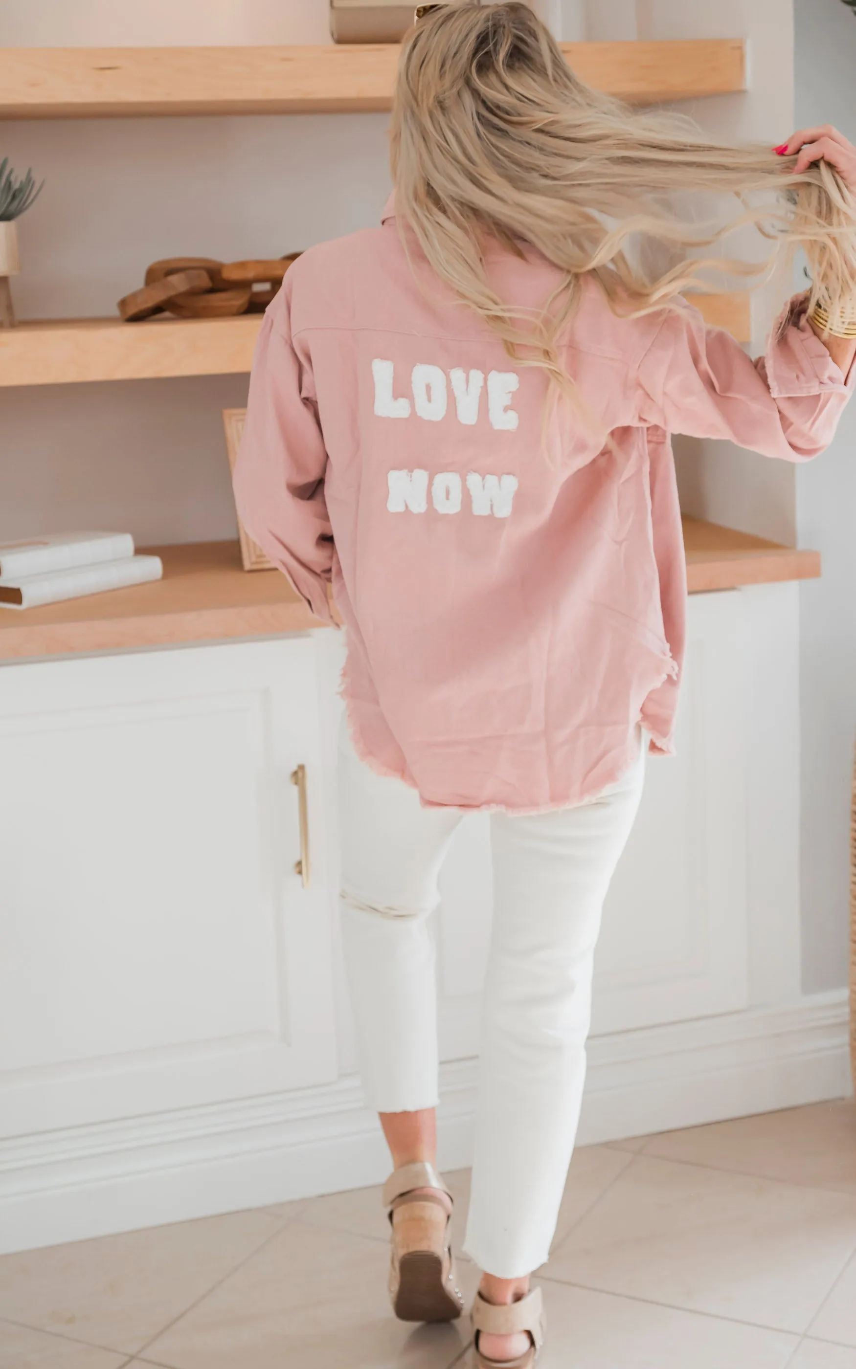 Rose Garment Washed "Love Now" Jacket - Final Sale