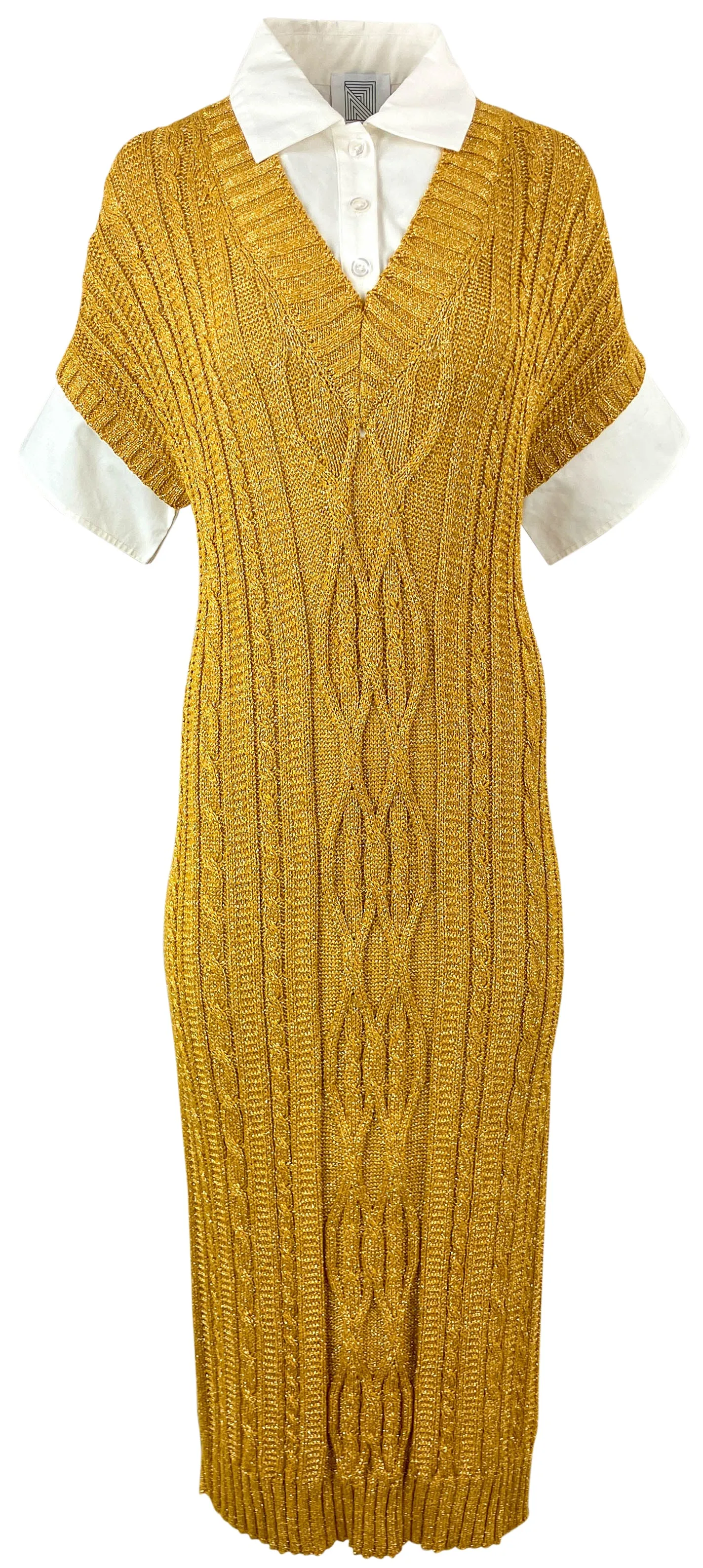 Rosie Assoulin Lurex Sweater Dress in Gold