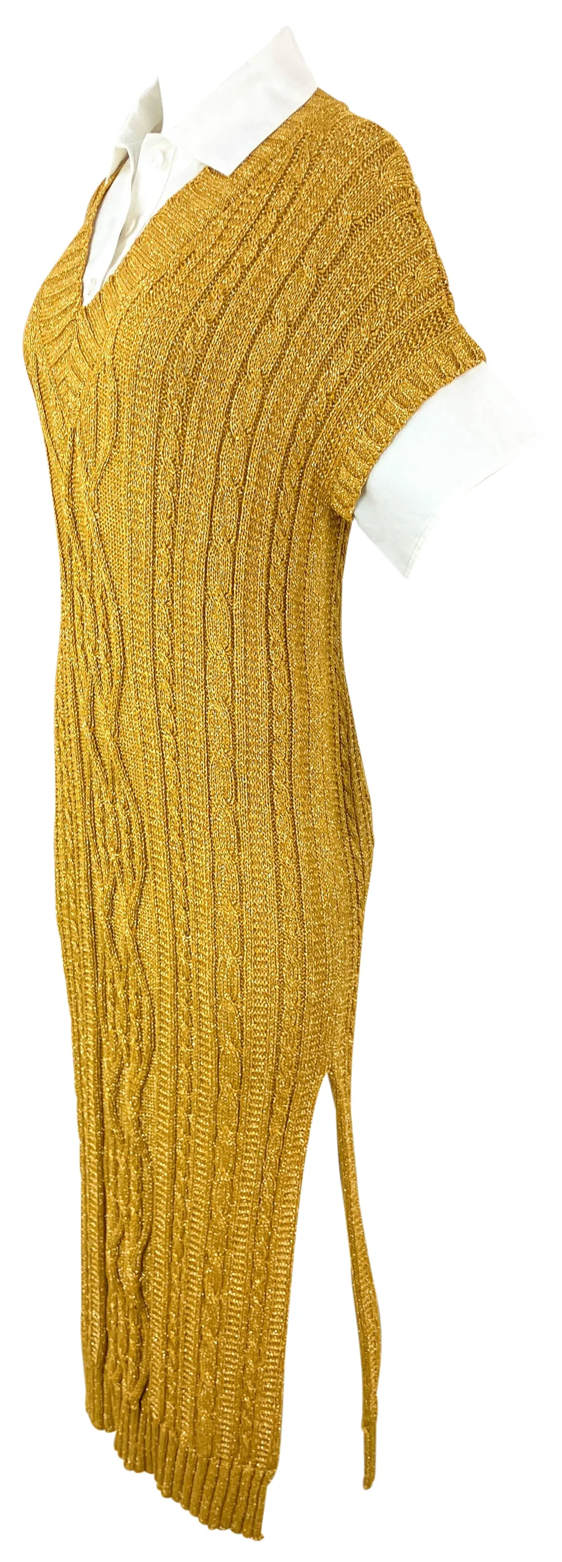 Rosie Assoulin Lurex Sweater Dress in Gold