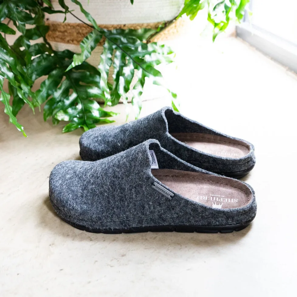 SAMUEL Shepherd Mens Wool Slip On Slippers with Sole