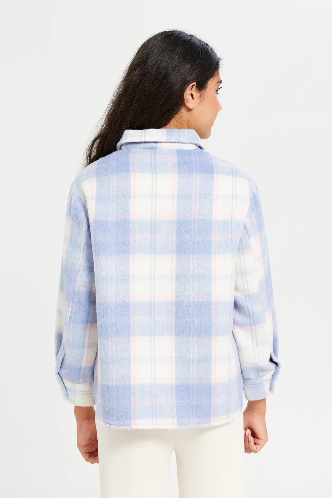 Senior Girls Blue Checkered Shacket