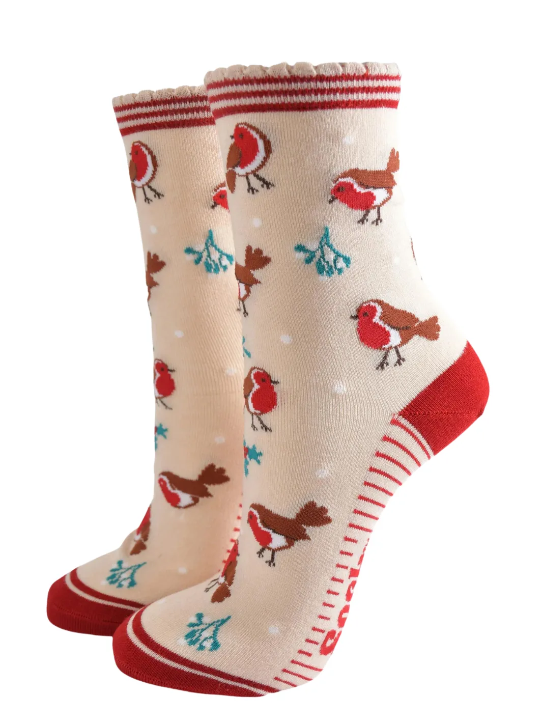 Sock Gift Box - Festive Robins