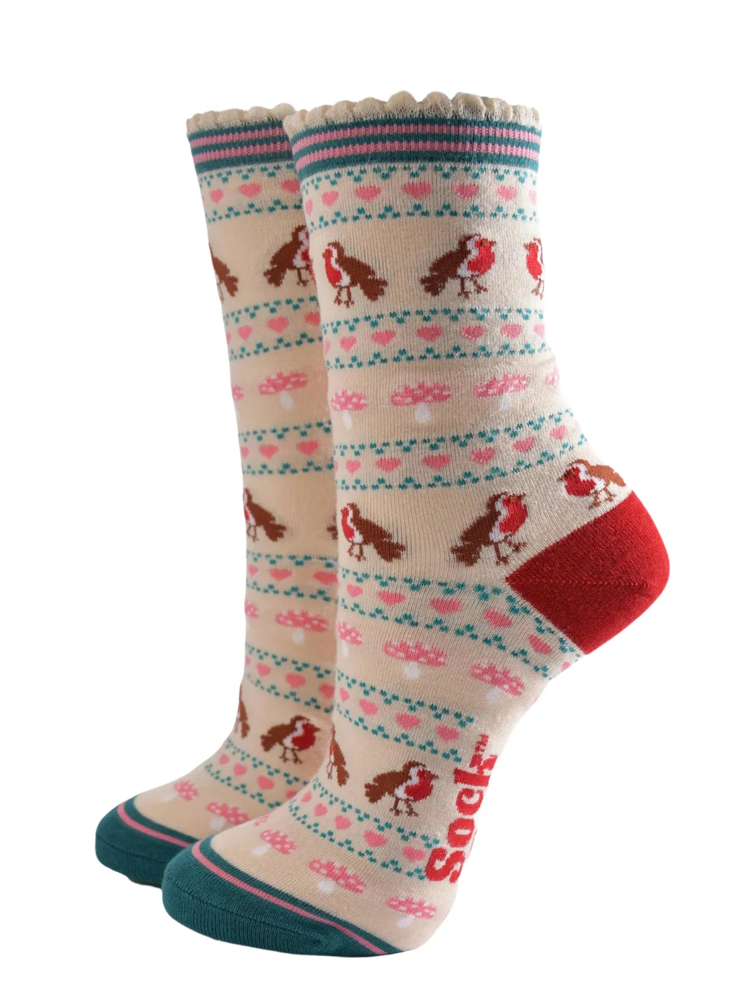 Sock Gift Box - Festive Robins