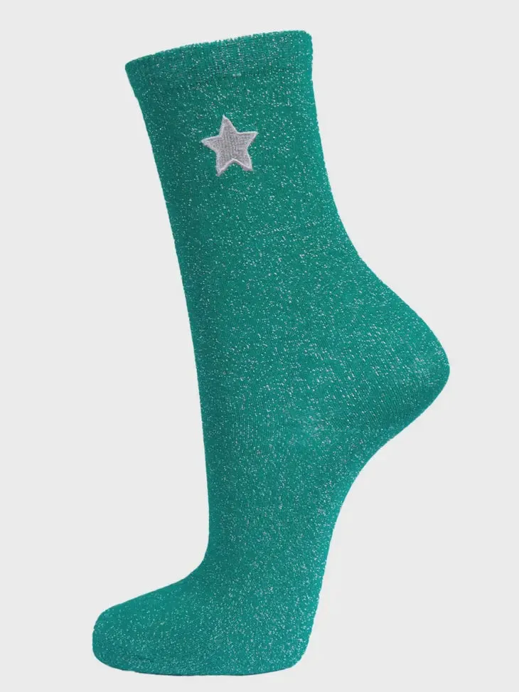 Sock Talk Green GlitterStar Women's Socks