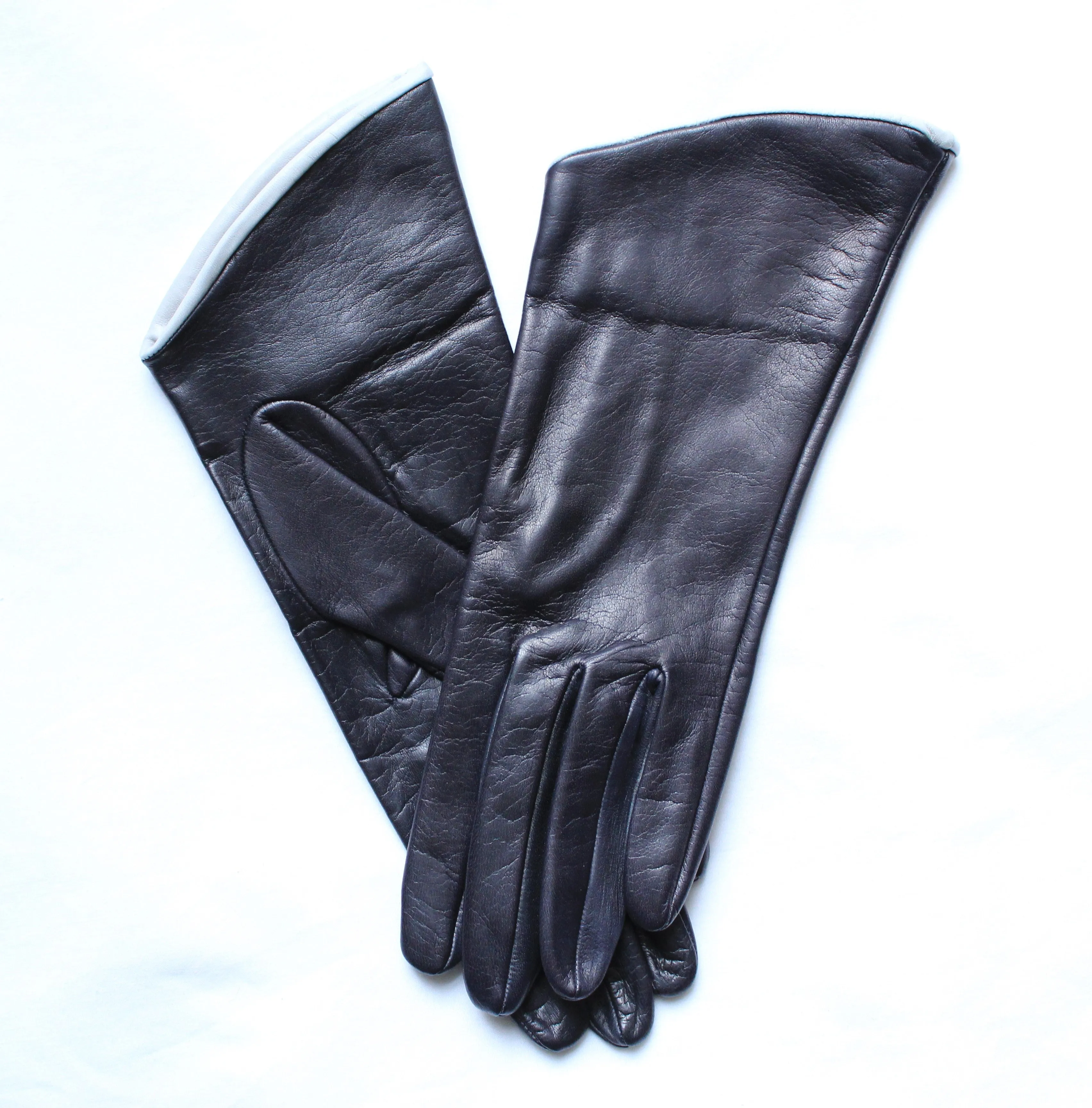 Sophianna - Women's Silk Lined Two Tone Leather Gloves