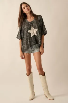 Star Power Oversized Vintage-Wash Graphic Tee