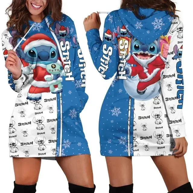 Stitch Hoodie Dress Sweater Fashion Disney Dress Sweatshirt Dress Hoodie for Women